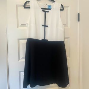 NWOT CeCe Women’s A-Line Black and White Bow Dress, size 14